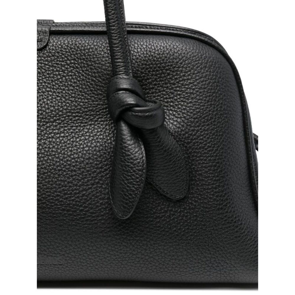 Jacquemus Men Black
 Calf Leather
 Top Handles
 Knotted Detail
 Zip Fastening - Picture 4 of 5